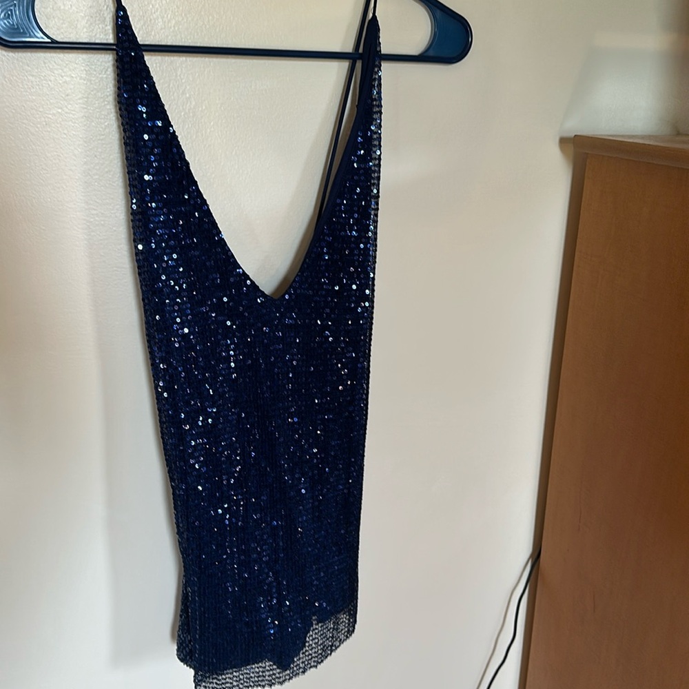 Express blue sparkle tank top